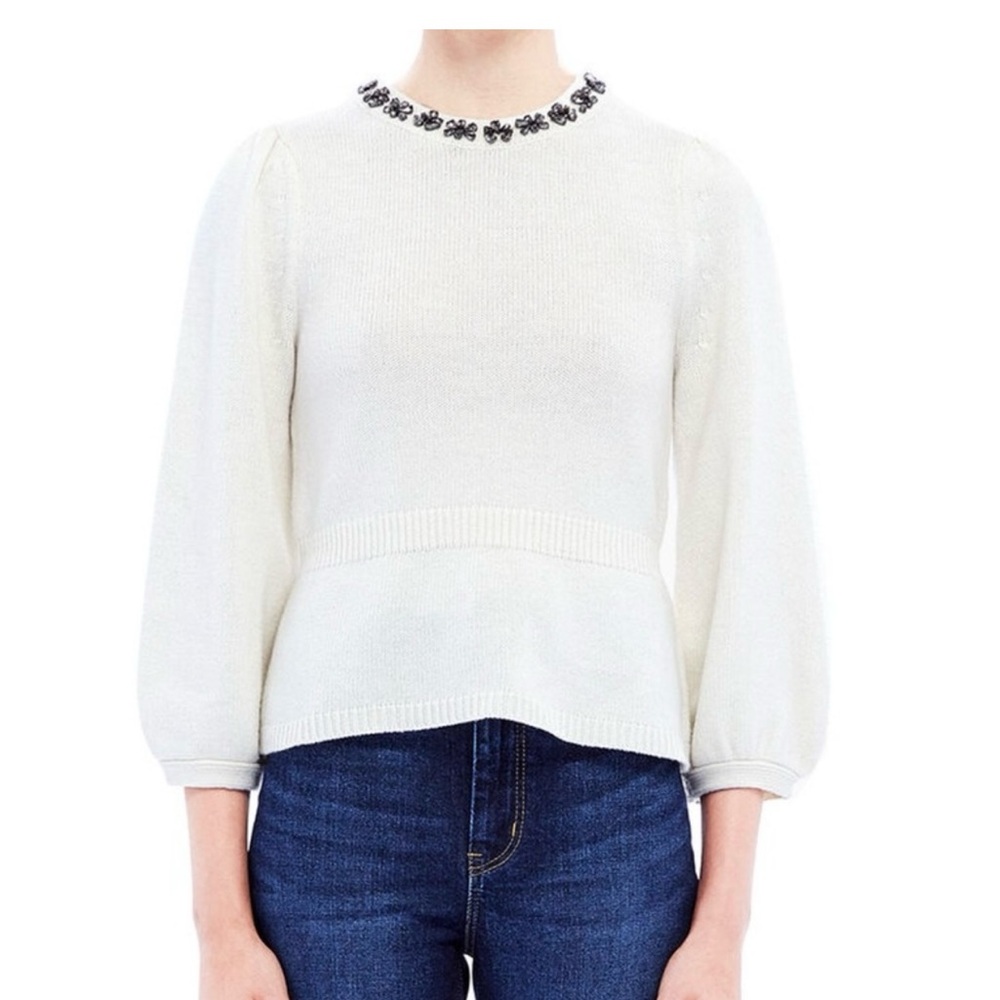 Rebecca‎ Taylor Embellished Peplum Sweater Size L